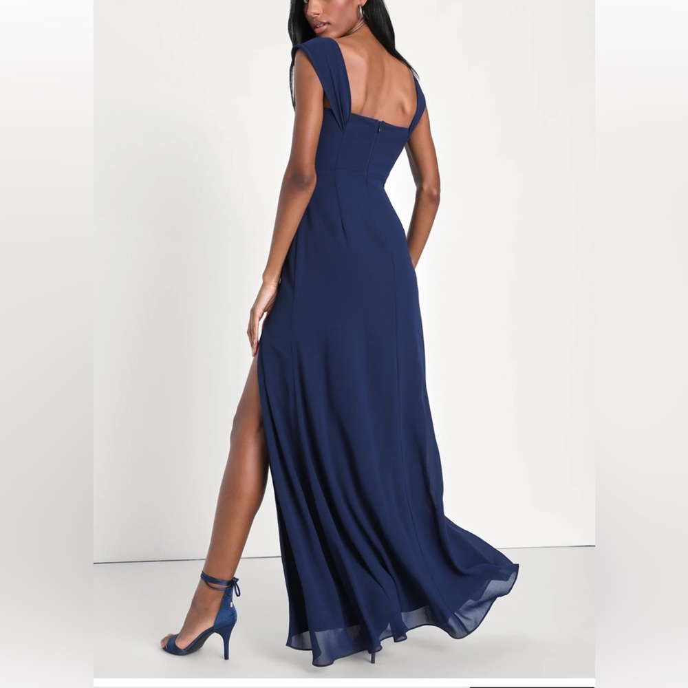 Lulus Magical Magnetism Navy Blue Off-the-Shoulder Maxi Dress Size Small - Picture 3 of 15
